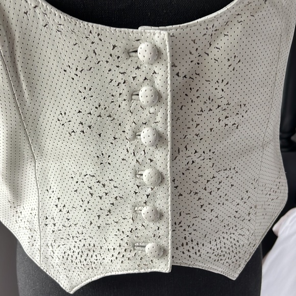 Greyish white leather vest. Size L but runs small. - Picture 2 of 3